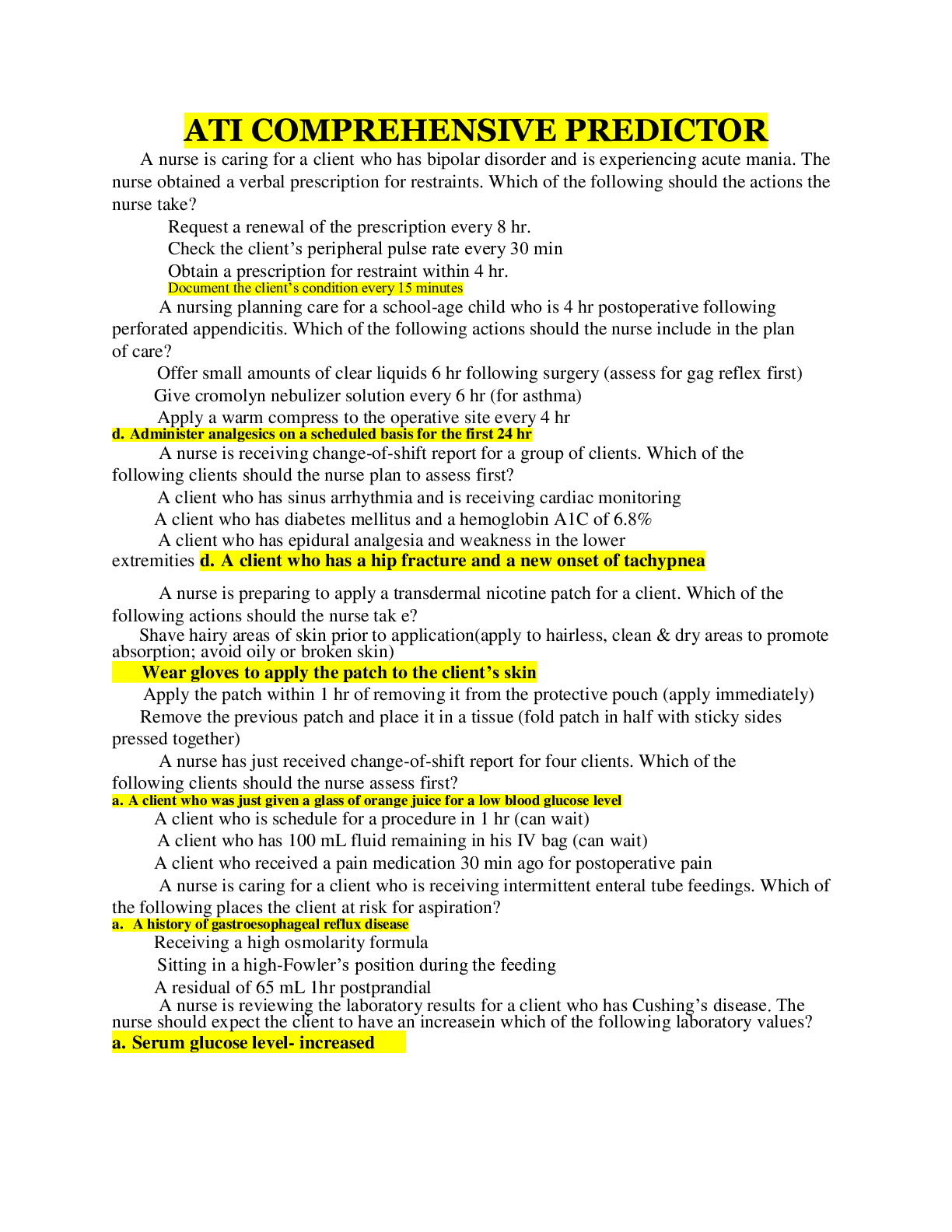 Preview image for ATI COMPREHENSIVE PREDICTOR 2019